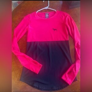PINK long sleeve athletic running yoga cardio pullover shirt